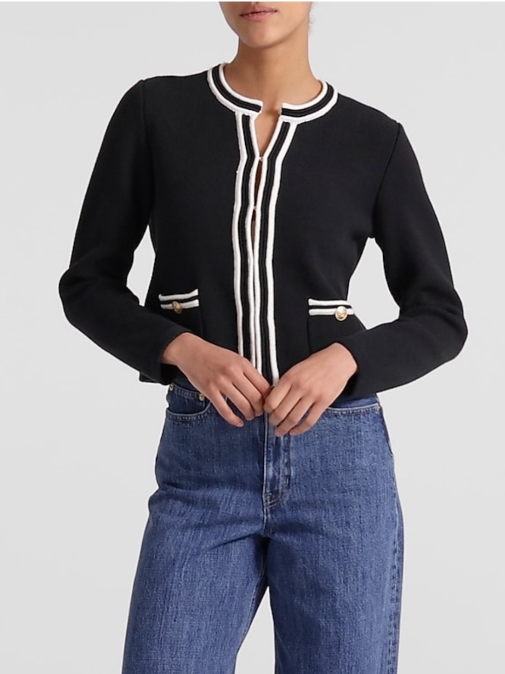 J Crew Emilie Sweater Lady Jacket Black L